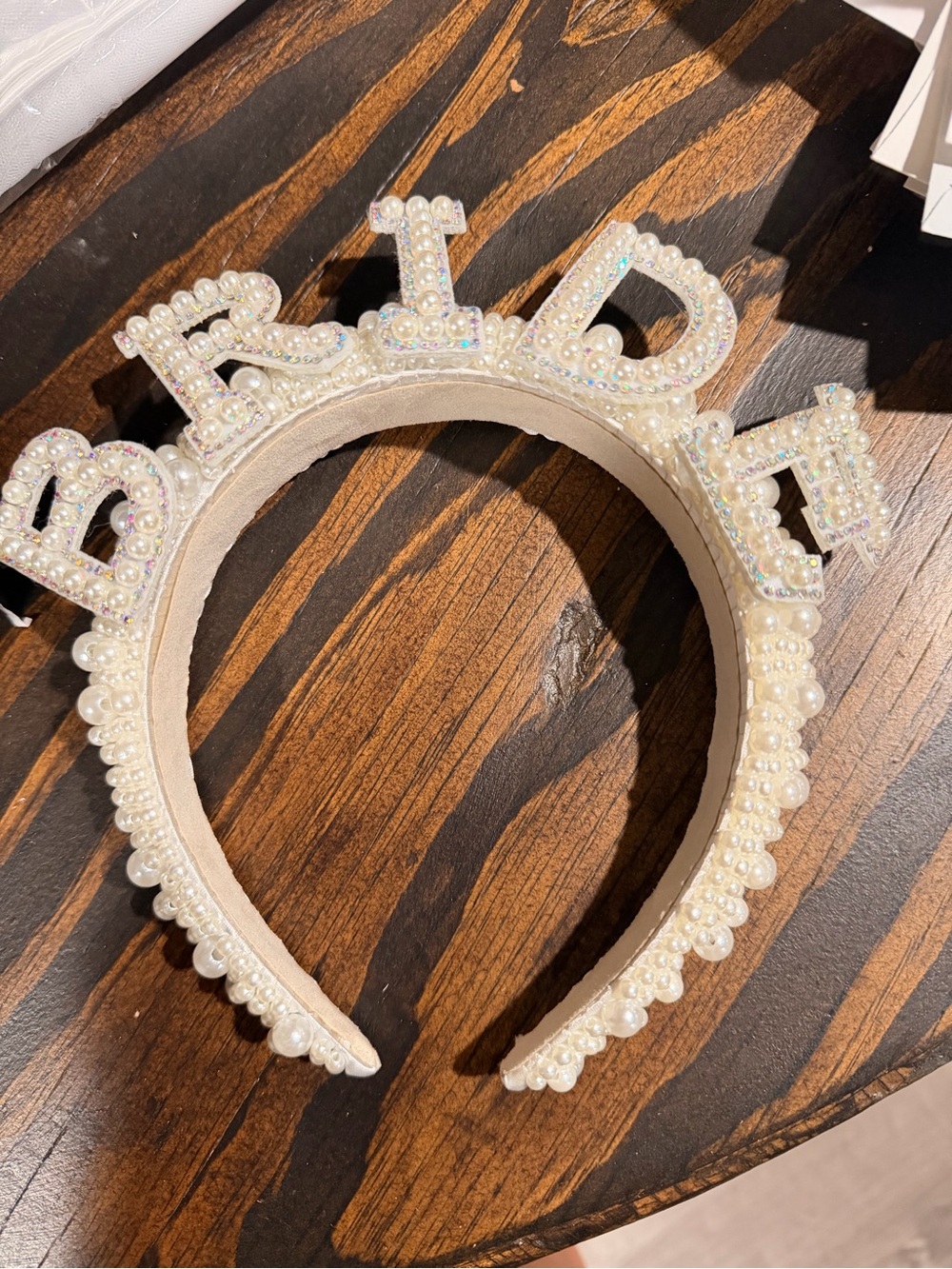 Bridal Pearl and Rhinestone Headband - White